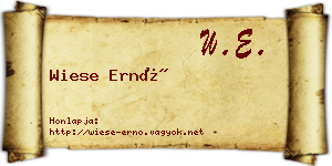 Wiese Ernő névjegykártya